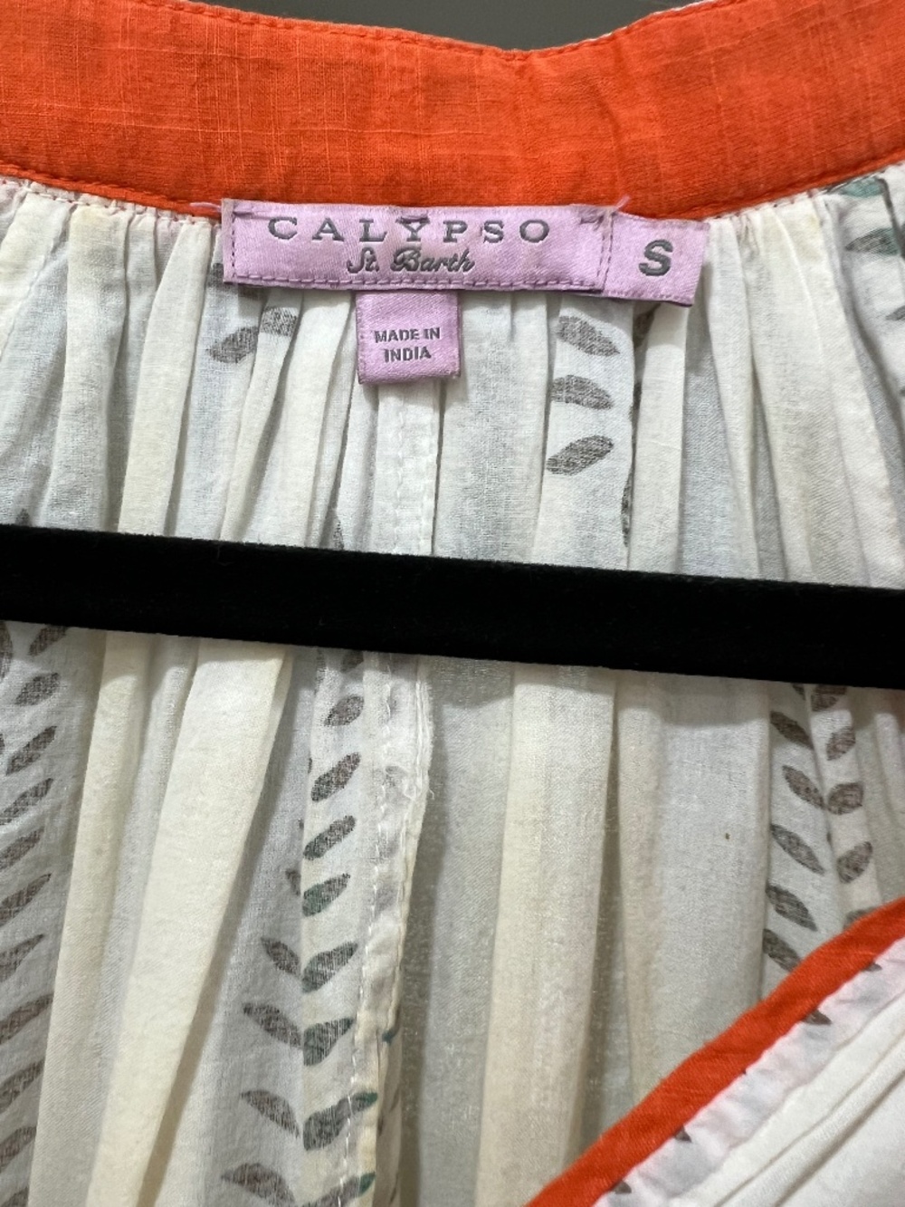 Calypso St. Barth Orange Trim White Printed Tunic